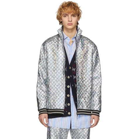 gucci silver jacket mens|Gucci padded jacket men's.